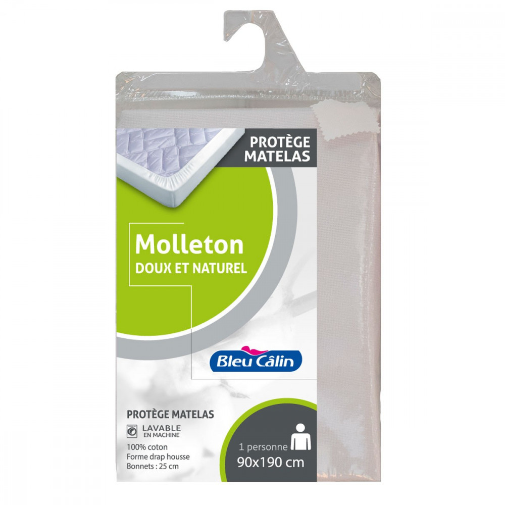 Protège Matelas Molleton 100% Coton, Bords Forme Drap Housse, Prolongez ...